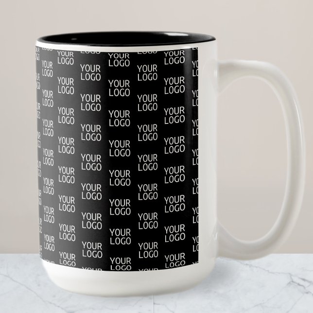Your Business Logo | Stylish Half Step Pattern Two-Tone Coffee Mug (Creator Uploaded)