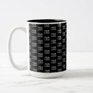 Your Business Logo Stylish Half Step Pattern Two-Tone Coffee Mug