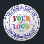 Your Business Logo Text Branded Dart Board Example<br><div class="desc">Custom Colors and Fonts - Design Your Own Dartboards with Simple Personalized Your Company Logo and Name Website or Custom Text Professional Design Branded Promotional Business Dart Board / Corporate Gifts - Add Your Logo - Image or Photo - QR Code / Name - Company / Website or Phone ,...</div>