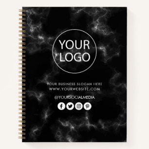 Your Business Logo & Text Company Branded Marble Notebook