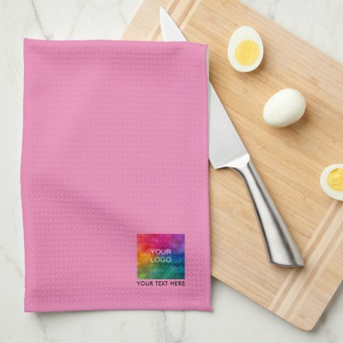 Your Business Logo Text Custom Trendy Pink Elegant Kitchen Towel