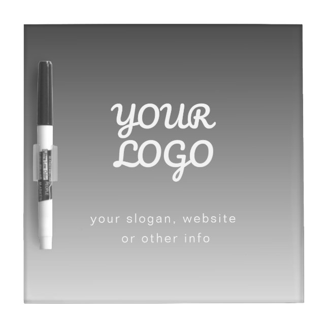 Your Business Logo & Text | Dark Grey Ombre  Dry Erase Board (Front)