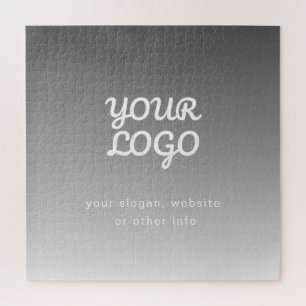 Your Business Logo & Text Dark Grey Ombre Jigsaw Puzzle