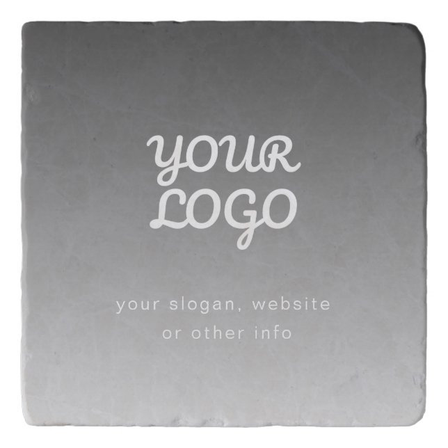 Your Business Logo & Text | Dark Grey Ombre  Trivet (Front)