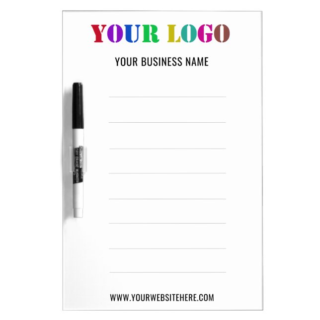 Your Business Logo Text Dry Erase Board Example (Front)