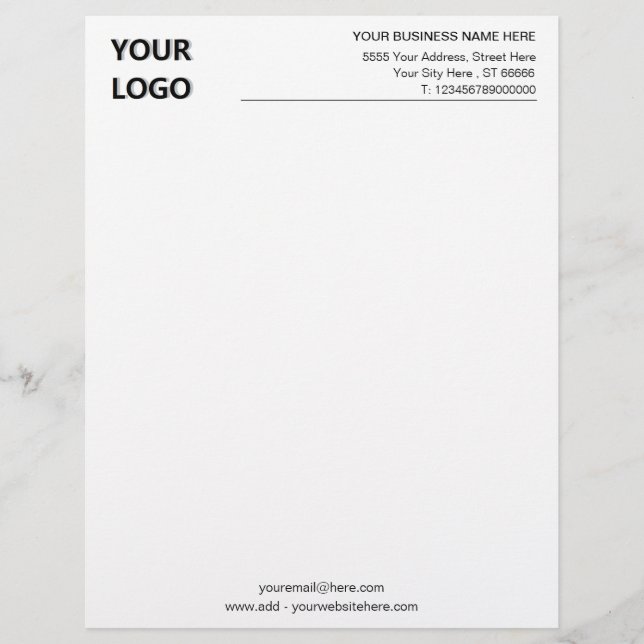 Your Business Logo Text Info Company Letterhead (Front)