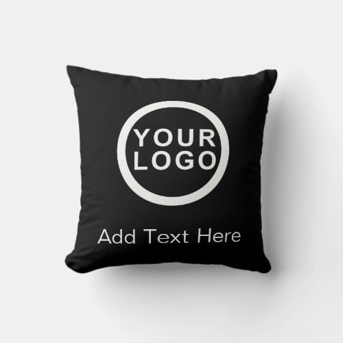 Your Business Logo  Text Promotional Brand Black Throw Pillow