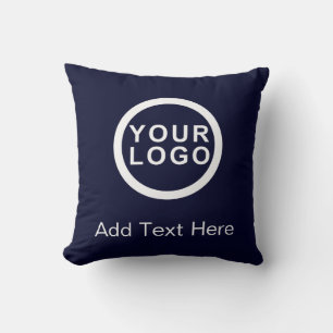 Your Business Logo Text Promotional Brand Navy Throw Pillow