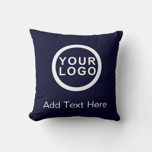 Your Business Logo  Text Promotional Brand Navy  Throw Pillow