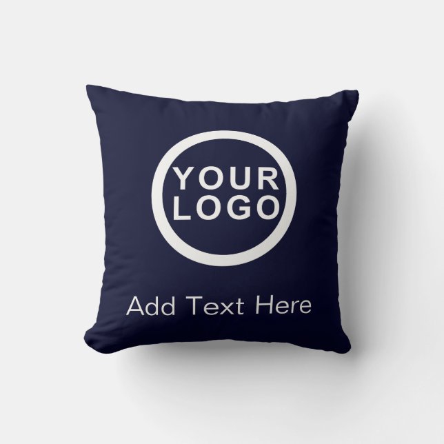 Your Business Logo | Text Promotional Brand Navy  Throw Pillow (Front)