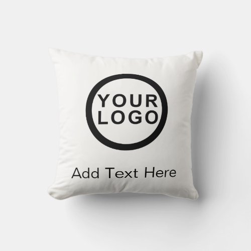 Your Business Logo  Text Promotional Brand White Throw Pillow