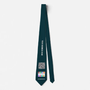 Your Business Logo Text QR Code Neck Tie Example