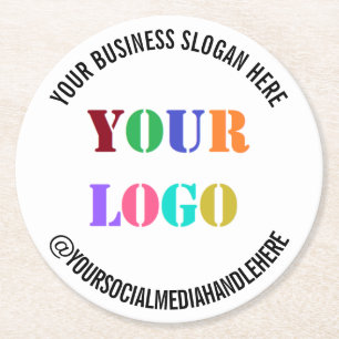Your Business Logo Text Social Media Paper Coaster