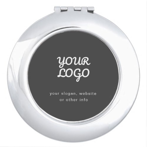 Your Business Logo  Text  Stylish Dark Grey Compact Mirror