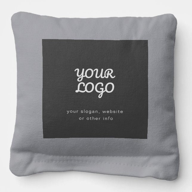 Your Business Logo & Text | Stylish Dark Grey Cornhole Bags (Front)
