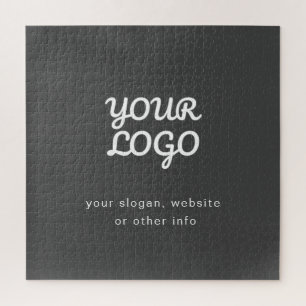 Your Business Logo & Text Stylish Dark Grey Jigsaw Puzzle