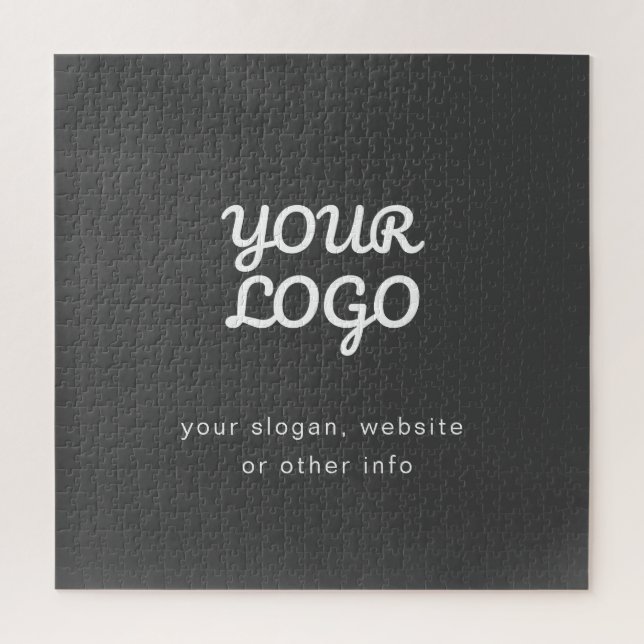 Your Business Logo & Text | Stylish Dark Grey Jigsaw Puzzle (Vertical)