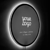 Your Business Logo & Text | Stylish Dark Grey LED Sign (Angle)