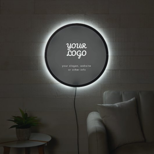 Your Business Logo & Text | Stylish Dark Grey LED Sign (Living Room)
