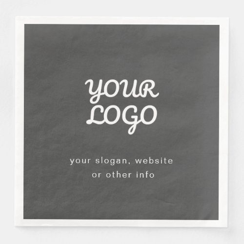 Your Business Logo  Text  Stylish Dark Grey Paper Dinner Napkins