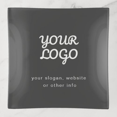 Your Business Logo  Text  Stylish Dark Grey Trinket Tray