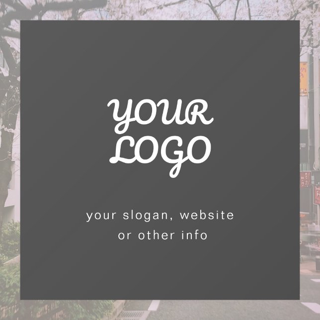 Your Business Logo & Text | Stylish Dark Grey Window Cling (Creator Uploaded)