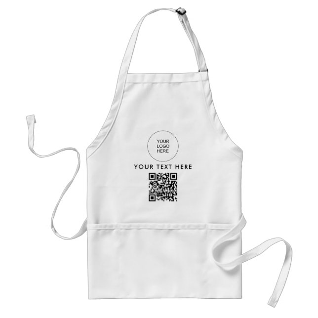 Your Business Logo Text Template QR Code Barcode Adult Apron (Front)