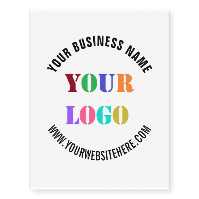 Your Business Logo Text Temporary Tattoos Template (Front)