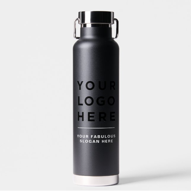 Your Business Logo Website Custom Black Water Bottle (Front)