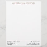 Your Business Name Address Info Office Letterhead<br><div class="desc">Choose Colors - Simple Personalized Modern Design Your Business Company Office Letterhead - Add Your Name - Company / Address / Phone / E-mail - Website or other info - Resize and move or remove and add elements - image / text with customization tool. Choose your colors / font /...</div>