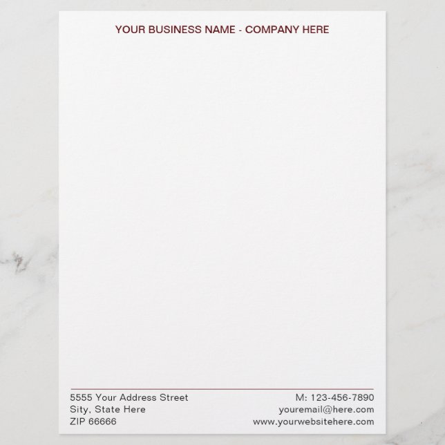 Your Business Name Address Info Office Letterhead (Front)