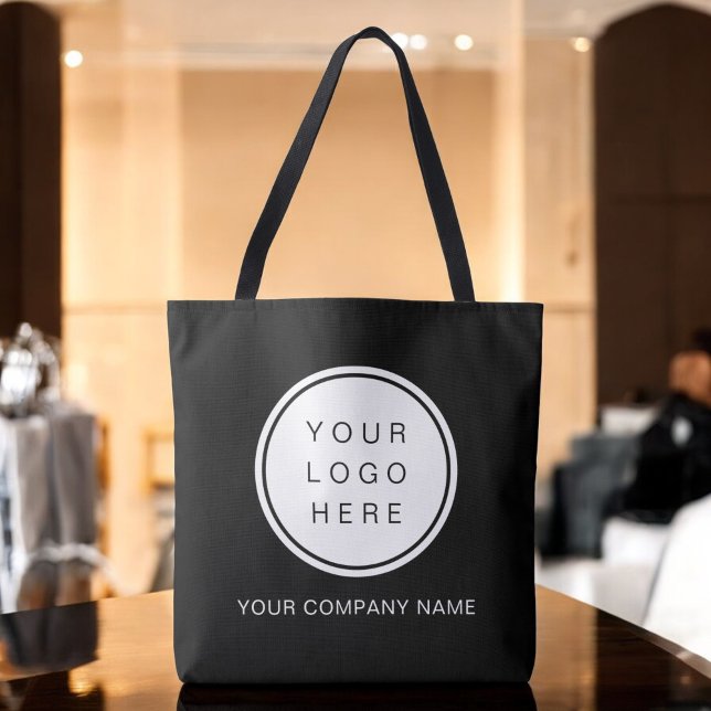 Your Business Name and Logo on Black  Tote Bag (Creator Uploaded)