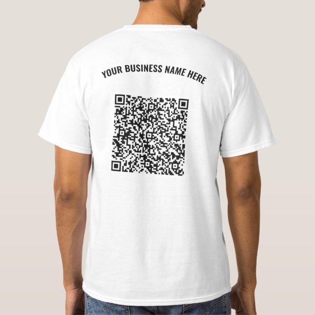 Your Business Name Branded QR Code T-Shirt Example (Back)