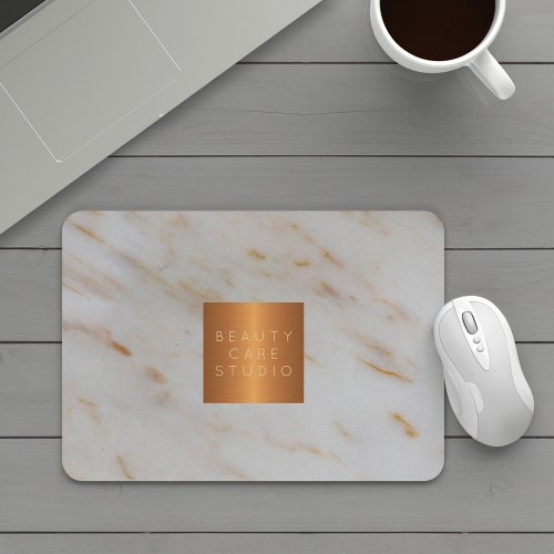 Your business name copper metallic grey marble mouse pad