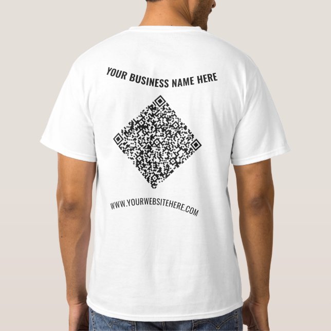 Your Business Name Custom Text QR Code T-Shirt (Back)