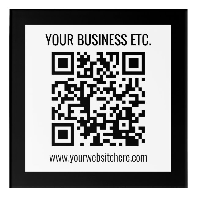 Your Business Name & Editable QR Code Acrylic Print (Front)
