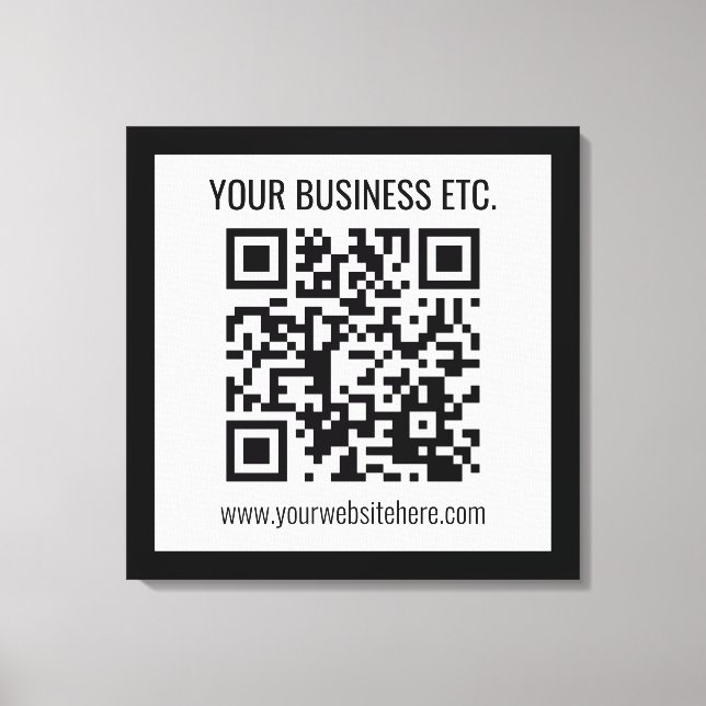 Your Business Name & Editable QR Code Canvas Print (Front)