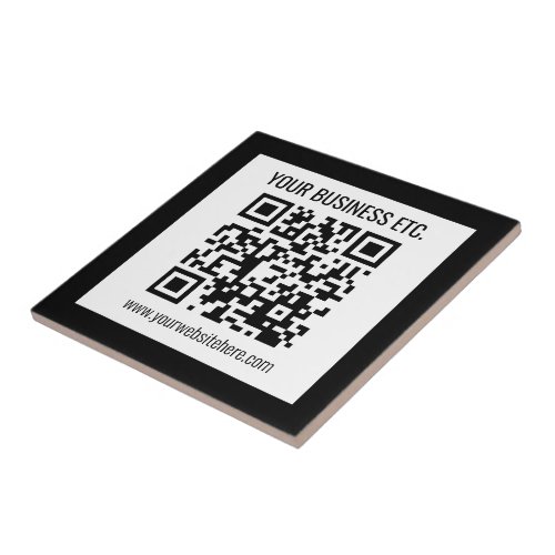 Your Business Name  Editable QR Code Ceramic Tile