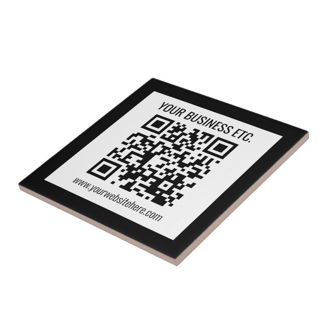 Your Business Name & Editable QR Code Ceramic Tile (Side)