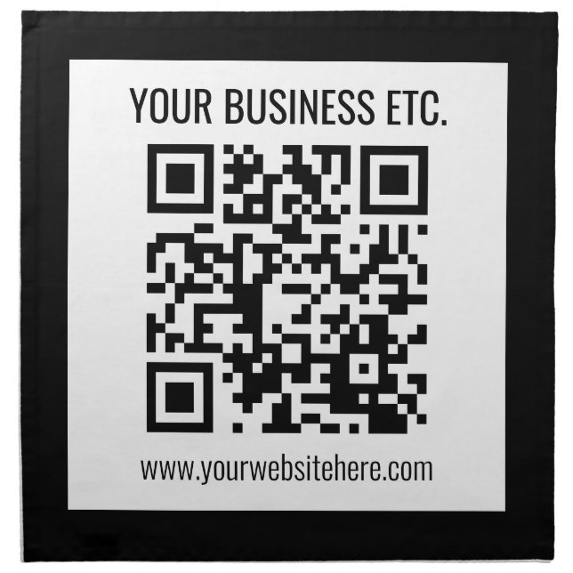 Your Business Name & Editable QR Code Cloth Napkin (Front)