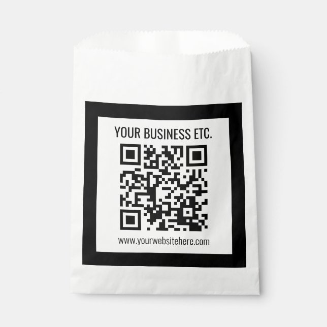 Your Business Name & Editable QR Code Favor Bag (Front)
