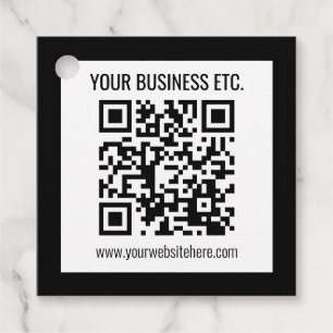 Your Business Name & Editable QR Code Favor Tags