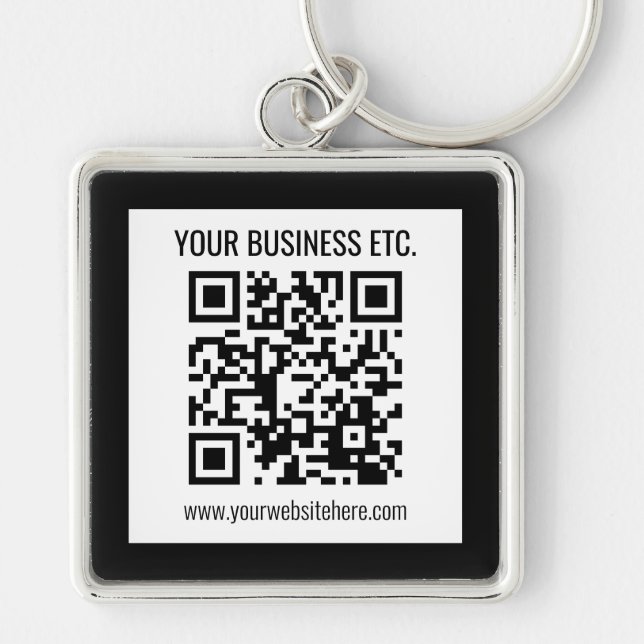 Your Business Name & Editable QR Code Keychain (Front)