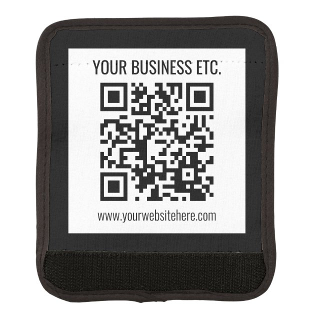 Your Business Name & Editable QR Code Luggage Handle Wrap (Front)