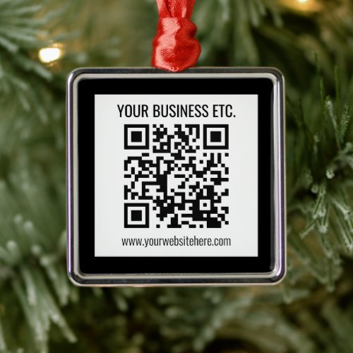 Your Business Name  Editable QR Code Metal Ornament