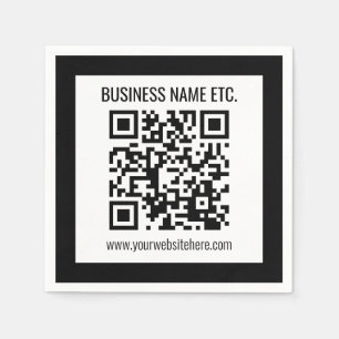 Your Business Name & Editable QR Code Napkins