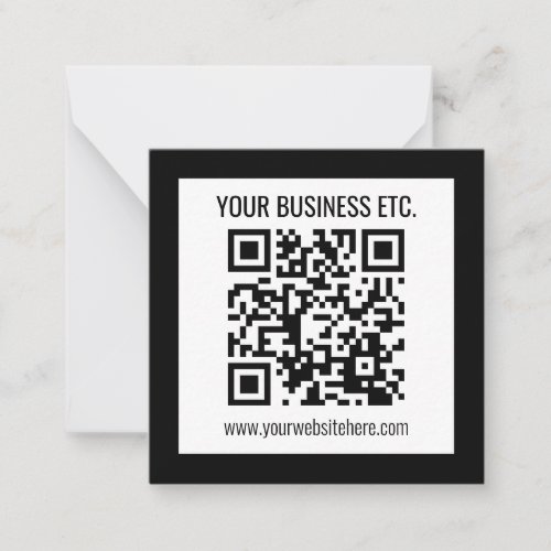 Your Business Name  Editable QR Code Note Card