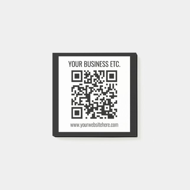 Your Business Name & Editable QR Code Post-it Notes (Front)