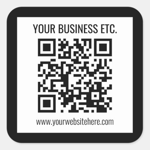 Your Business Name  Editable QR Code Square Sticker