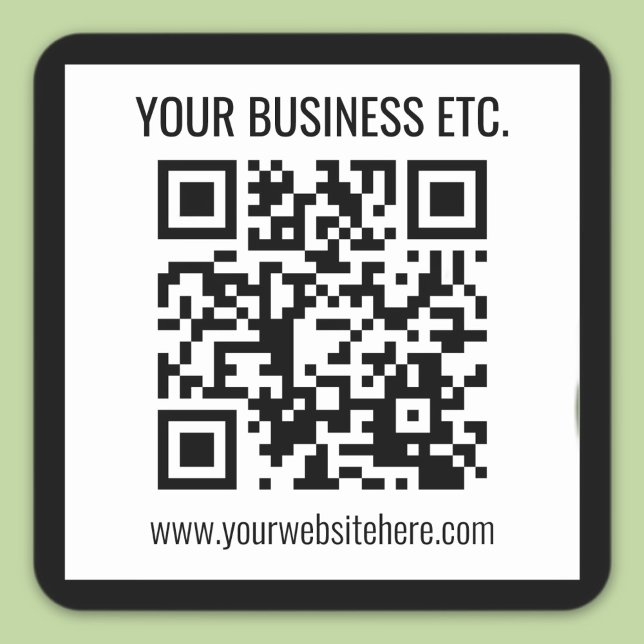 Your Business Name & Editable QR Code Square Sticker (Creator Uploaded)